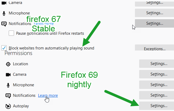 Firefox 69, Autoplay Media için hem ses hem de videoyu engelleyeceksiniz