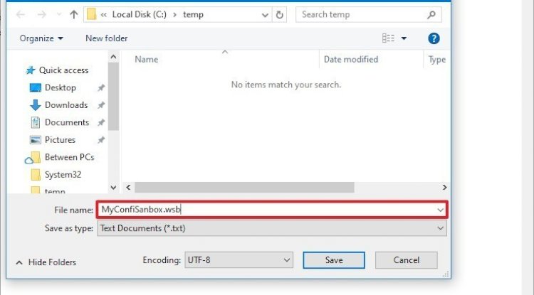 Windows Sandbox için bir yapılandırma dosyası nasıl oluşturulur