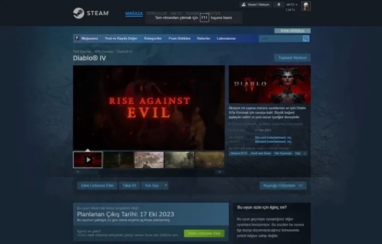 Diablo IV, Steam Platformuna Çok Yakında Adım Atıyor!