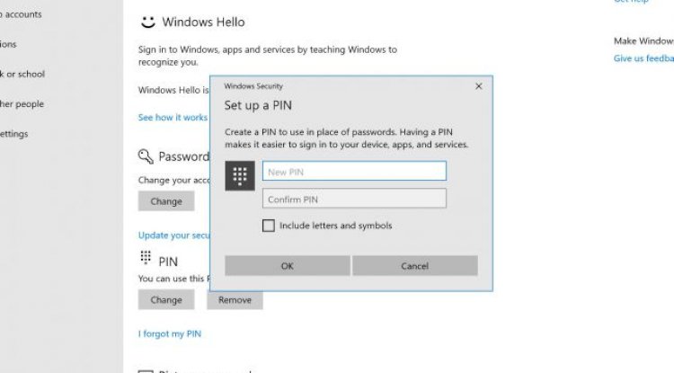 Windows 10'un ayarlarında bir PIN sıfırlama