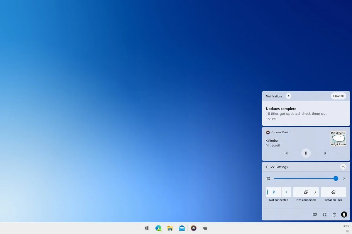 Windows 10x Eylem Merkezi