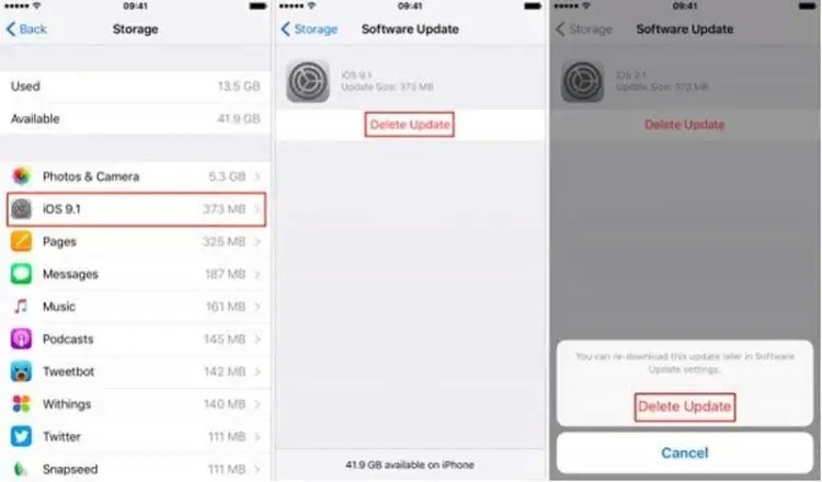 iOS Güncelleme Dosyasını Kaldırma İşlemi