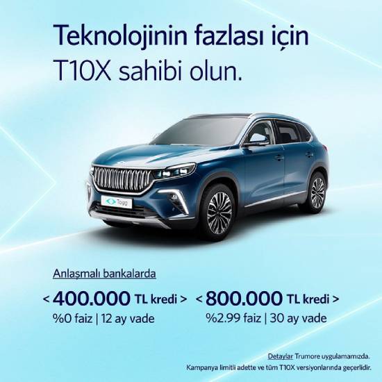 Ağustos Ayında Togg T10X İçin %0 Faizli Kredi!