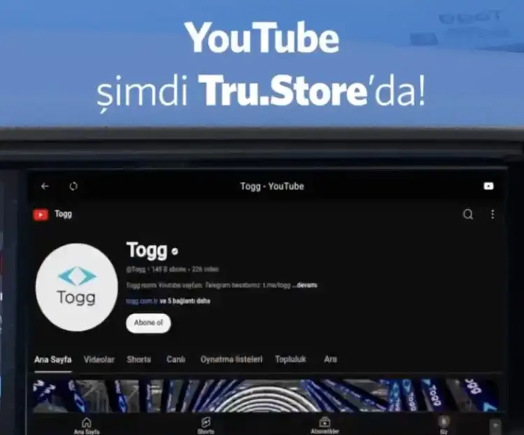 Togg T10X’e YouTube Uygulaması Geldi